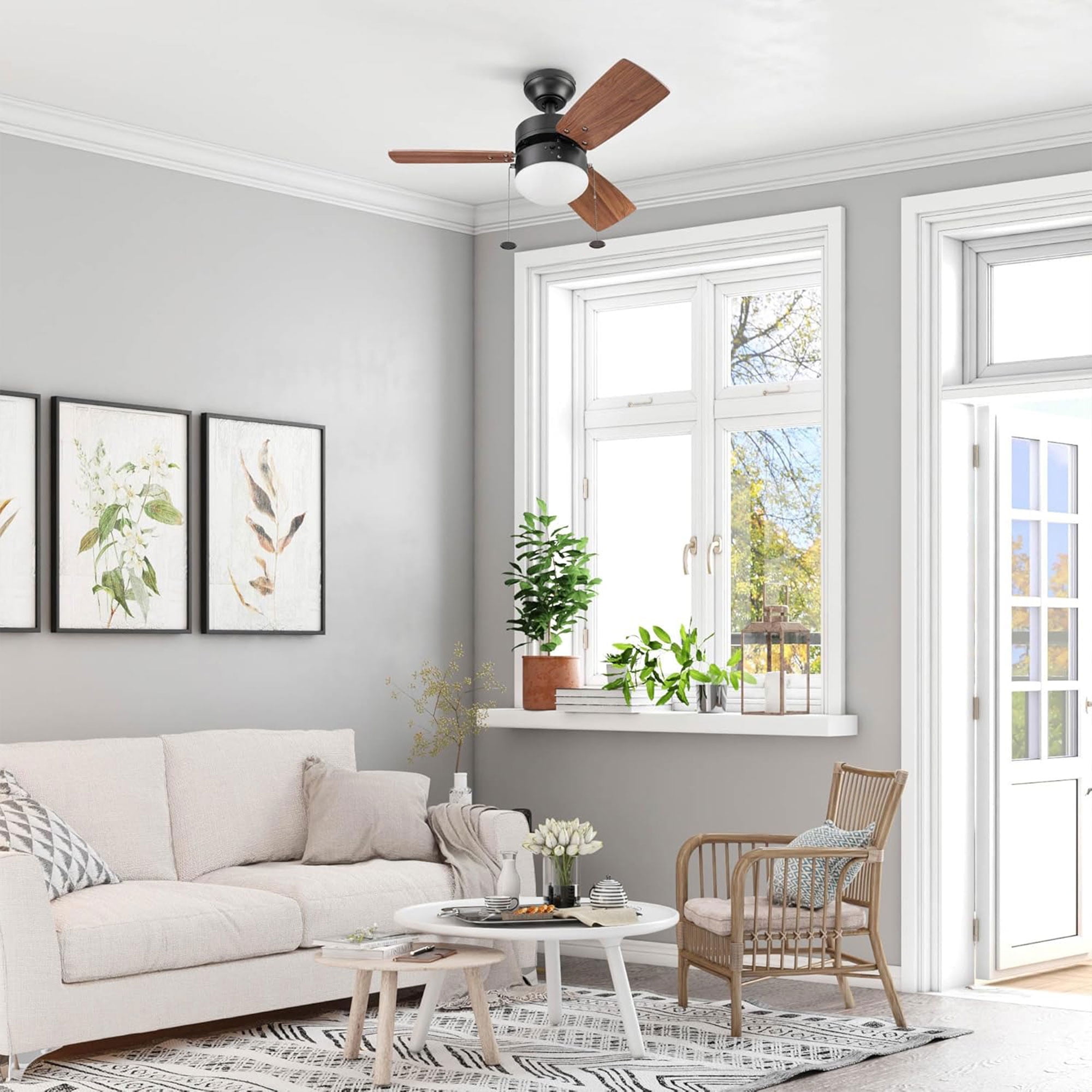 Prominence Home Rawling 30 Inch Indoor LED Ceiling Fan with Light and Pull Chain, Bronze