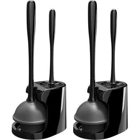 Toilet Plunger and Bowl Brush Combo for Bathroom Cleaning, Black, 2 Sets 8.2"L x 6.3"W x 18.1"H