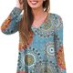 thumbnail image 1 of Top De Manga Larga, Camiseta Femenina Estampado Floral Lavable A Máquina Cómodo Transpirable Para La Oficina Para El Hogar Fyydes Sol Azul M, 1 of 5