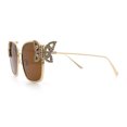 thumbnail image 6 of Luxury Womens Heavy Rhinestone Bling Rectangle Butterfly Metal Sunglasses Gold - Brown, 6 of 8