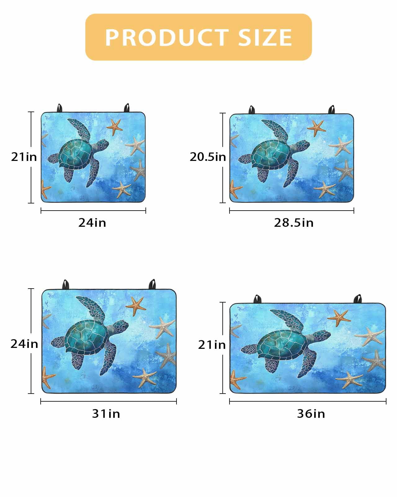 nqOlkjepod Large Induction Cooktop Protector Mat 36"x21", Turtle Blue Stove Top Covers for Electric Stove, Coastal Ocean Retro Starfish Sea Decorative Stove Burner Cover Mats, Glass Top Stove Cover