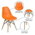 thumbnail image 4 of Flash Furniture Elon Series Orange Plastic Chair with Wooden Legs, 4 of 11