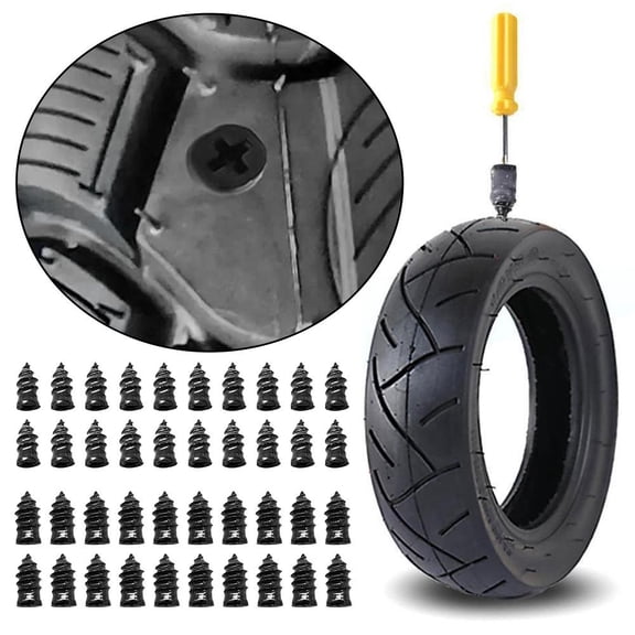 40Pcs Vacuum Tire Repair Rubber Nail Kit with Screwdriver, Universal Self-Service Puncture Plug Screws for Car, Motorcycle, Truck and Bus Tire Maintenance