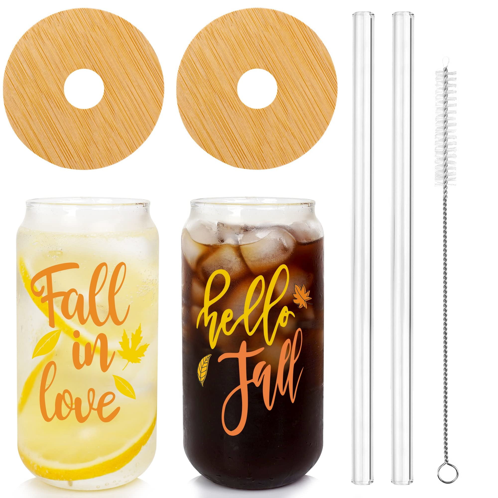 Beer Can Glass with Lids and Straw, Iced Coffee Cup Reusable