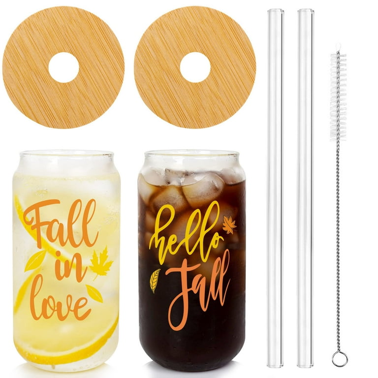 Fall Glass Can Cups