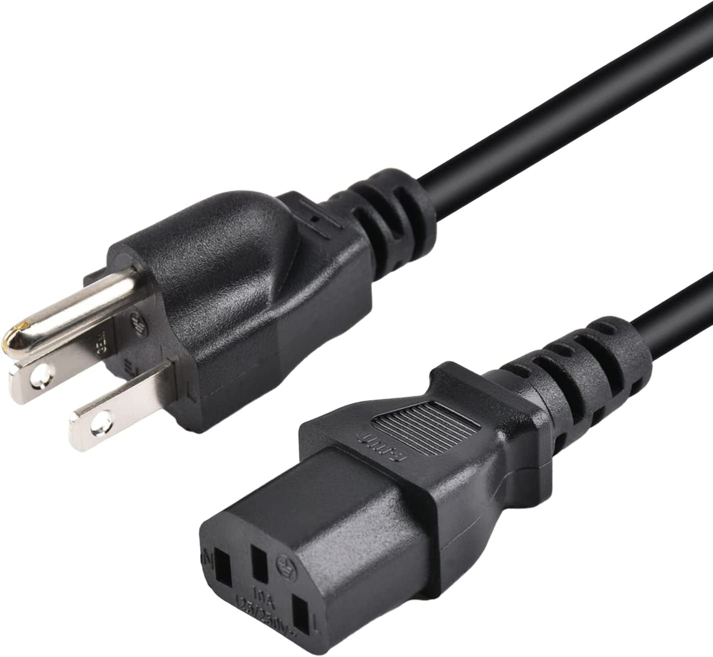 10Ft Computer Power Cord 18AWG TV Power Cord NEMA 515P to C13 Ac Power