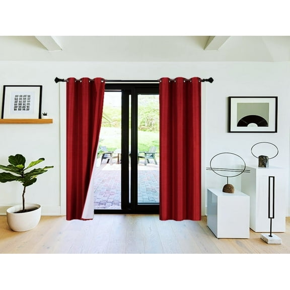 k60 Blackout Curtain Room Darkening 95" length Burgundy Color for Large Window Sliding Door 2 panels for bedroom home décor
