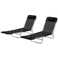 thumbnail image 1 of CoSoTower Ensemble de 2 Chaises Longues d'Extérieur Pliantes, Chaise de Bronzage Inclinable avec Dossier Réglable à 5 Positions, Noir, 1 of 7