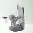 thumbnail image 4 of Soporte para teléfono móvil de astronauta, soporte para teléfono con estatua de astronauta de resina divertida bonita, decoración de mesita de noche de escritorio Kawaii, patada plateada JAMW Sencillez, 4 of 5