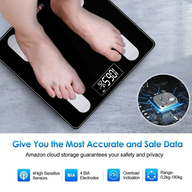 Rechargeable Smart Digital Bathroom Weighing Scale with Body Fat and Water  Weight for People, Bluetooth BMI Electronic Body Analyzer Machine, 400