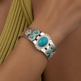 thumbnail image 2 of SUSHANG Turquoise Bracelet Turquoise Cuff Bracelet Blue Stabilized Turquoise & Bracelet Stainless Adjustable Cuff Bracelet | Boho Jewelry for Men & Women, 2 of 7