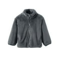 thumbnail image 2 of YMNXA Big Kids Girls Fuzzy Jacket With Pocket Long Sleeve Zip Up Solid Color Soft Warm Coat For Cold Weather Grey 1-2 Years, 2 of 6