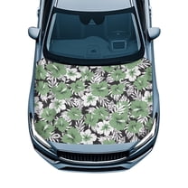 Uorisanigo Car Hood Cover Windproof Polyester Hawaiian Hibiscus Green Auto Hood Waterproof Car Hoods Cover Protection for Most SUVs Sedans Trucks Pickups