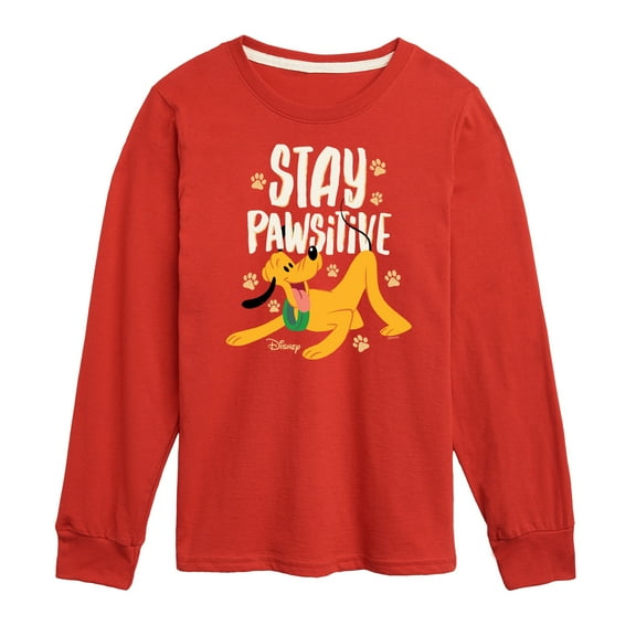 Disney Classics - Cats & Dogs - Stay Pawsitive - Toddler And Youth Long Sleeve Graphic T-Shirt