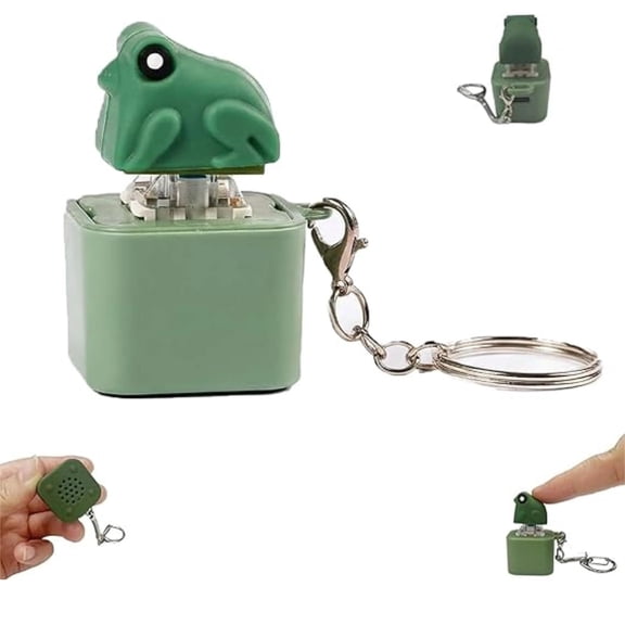 Frog Croaking Fidget Toy, Frog Croaking Keychain with Sound & LED Lights, Rechargeable Keyboard Clicker for Stress Relief, Portable Anxiety Relief Toy,Fun Gifts, Adults Keyboard Clicker(1pcs)