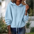 thumbnail image 2 of HAiming Womens Hoodies Long Sleeve Drawstring Solid Color Casual Trendy Sweatshirts Fall Winter Going out Blouses, 2 of 7