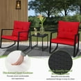 thumbnail image 5 of SUNCROWN 3 Piece Outdoor Rocking Bistro Set Black Wicker Furniture Porch Chairs Conversation Sets with Glass Coffee Table, Red, 5 of 16