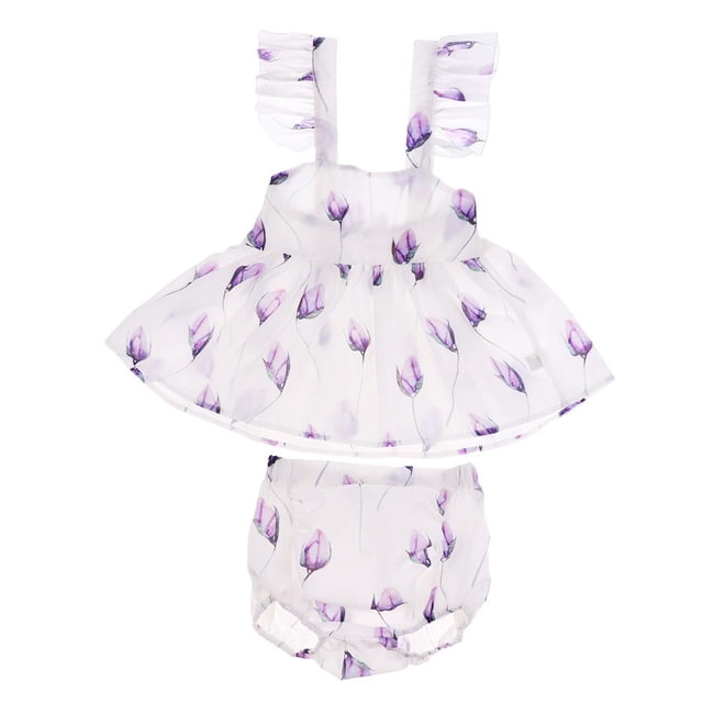 vestidos de fiesta sin mangas + trajes de los cabritos del bebé de las muchachas fijaron 18-24m blanco Sunnimix Vestido de flores sin mangas