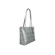 Coach Women's Fiona Small Zip Tote Bag in Signature Canvas (Gray / Silver)