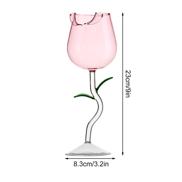 Verre à Vin en Forme de Rose, Grand Verre à Vin Rouge, Hauteur 230 mm, Capacité 280 ml, Récipient à Boire en Verre 130 g