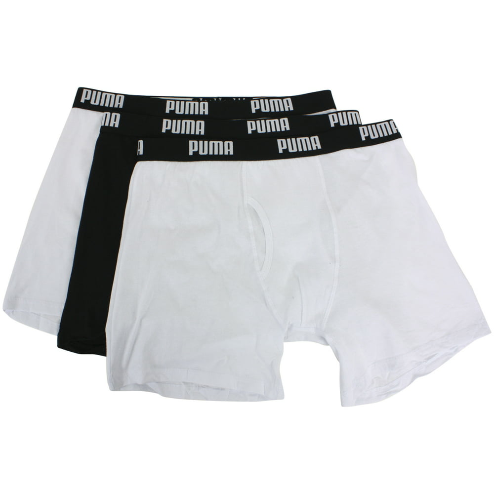 PUMA - Puma Men's White Cotton Moisture Wicking 3-Pack Boxer Briefs ...