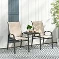 thumbnail image 2 of Outsunny Outdoor Loveseat with Glass Table, Mesh Patio Bench Seat, Brown, 2 of 10