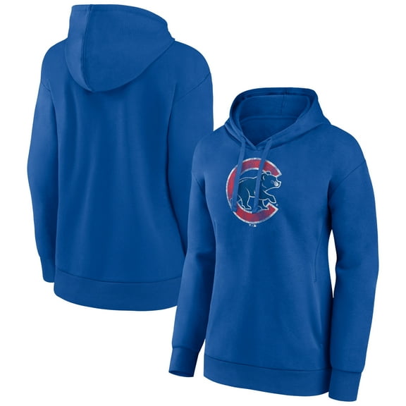 Women's Royal Chicago Cubs Distressed Team Pullover Hoodie