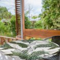 thumbnail image 2 of Ambesonne Tropical Fitted Round Tablecloth, Hawaii Exotic Palm Leaves, 36"- 40" Diameter, Army Green Emerald and White, 2 of 5