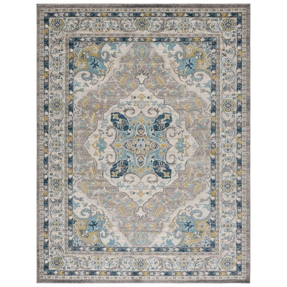 SAFAVIEH Phoenix Christopher Floral Area Rug, Ivory/Grey, 10' x 14'