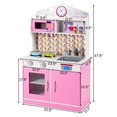 thumbnail image 5 of Giantex Kids Kitchen Playset, Wooden Pretend Cooking Playset w/ Cookware Accessories, Removable Sink, Microwave, Display Shelf, Toddler Pretend Play Kitchen Toy, Best Gift for Girl, Pink, 5 of 9