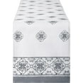 thumbnail image 2 of Newbridge Mykonos Grey Mediterranean Tile Print Bordered Table Runner - Grey Medallion Print Indoor/Outdoor Stain Resistant, No-Iron Fabric Table Runner, 70” Long Table Runner, 2 of 5
