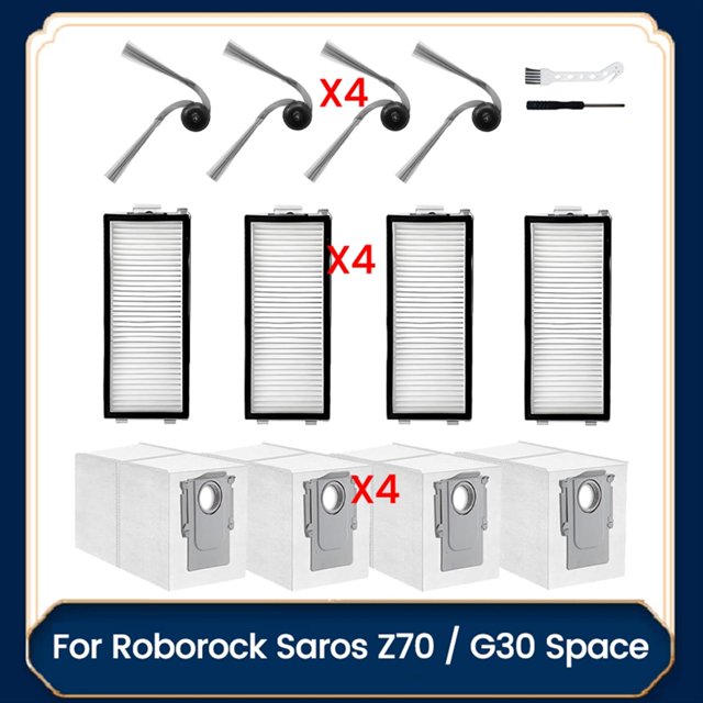 14 Bolsas de Polvo con Filtro HEPA y Cepillo Lateral para Aspiradoras para Saros Z70/G30 Space Sweeper.