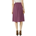 thumbnail image 3 of Allegra K Women's Button Front Elastic High Waist Belted Knee Length Skirt, 3 of 6