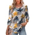 thumbnail image 1 of Blusa XIEERDUO con estampado floral de manga 3/4 para mujer, verano 2025, 1 of 6