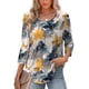 thumbnail image 1 of Blusa XIEERDUO con estampado floral de manga 3/4 para mujer, verano 2025, 1 of 6