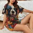 thumbnail image 4 of Fotbe Cute Colorful Flower French Bulldog Print Pajama Set for Women 2 Piece Loungewear Short Sleeve Tops and Shorts Set Soft Sleepwear-, 4 of 7
