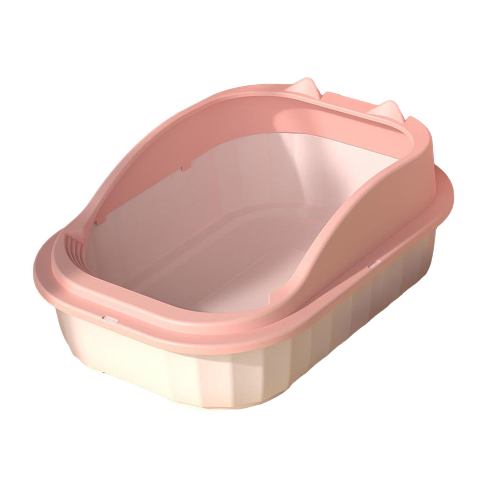 Bvdfgk Cat Litter Box Open Top Pet Litter Tray Cat Litter Container Semi Enclosed Potty pink L