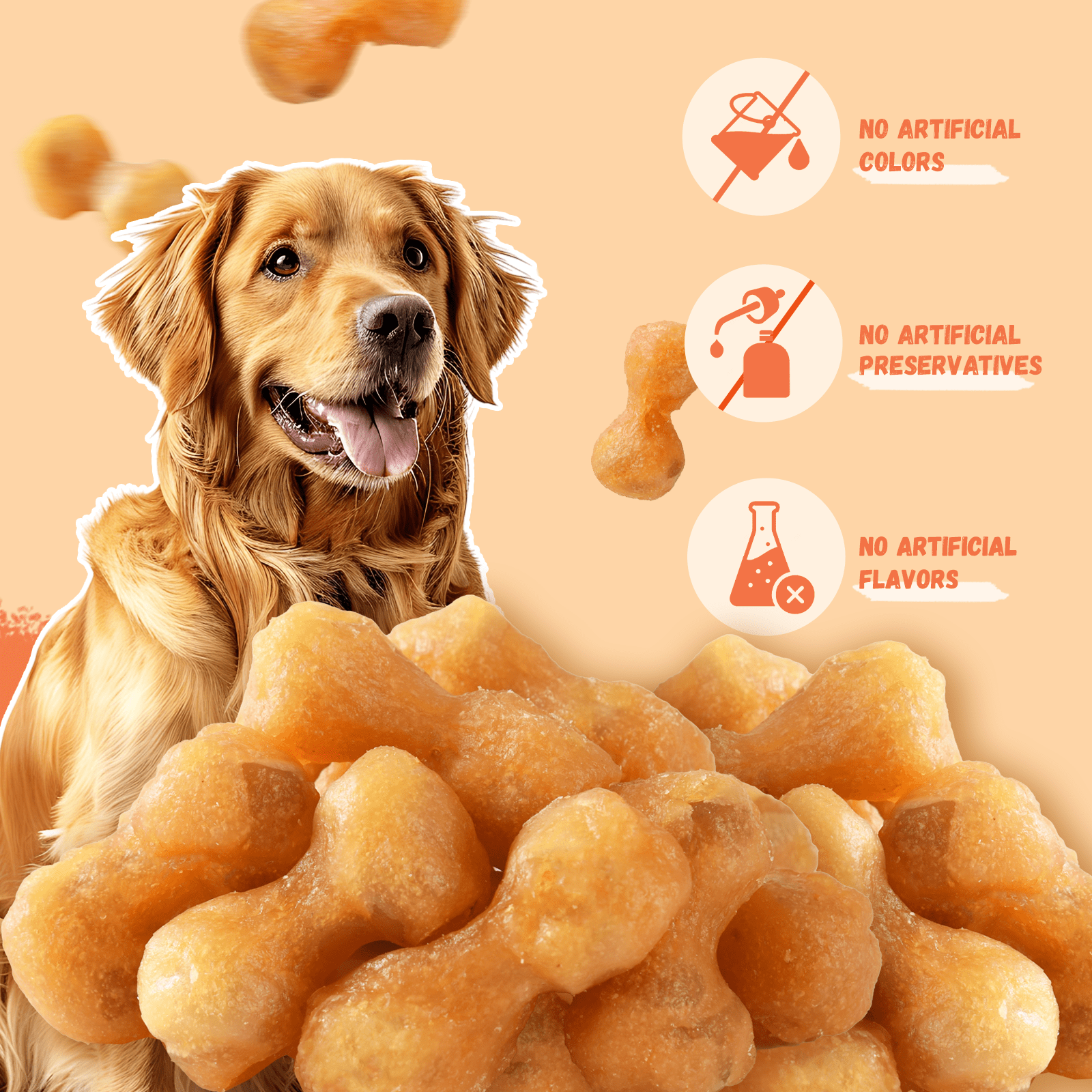 (2 pack) Pawmate Chicken ＆ 2.5" Peanut Butter Bones Dog Treats, Low Fat Natural Treats for All Dogs, 11oz