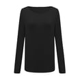 thumbnail image 2 of Dyfzdhu Long Sleeve T-shirt For Women Solid Color Knitted T-shirt Top Round Neck Long Sleeve Bottoming Shirt Casual Top, 2 of 5