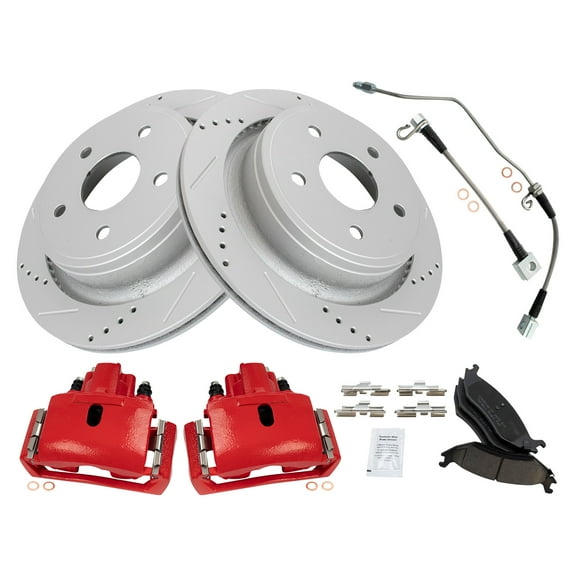 TRQ Performance Rear Brake Pad & Rotor Kit BKA33653 Fits Select 2002-2004 Dodge Ram 1500