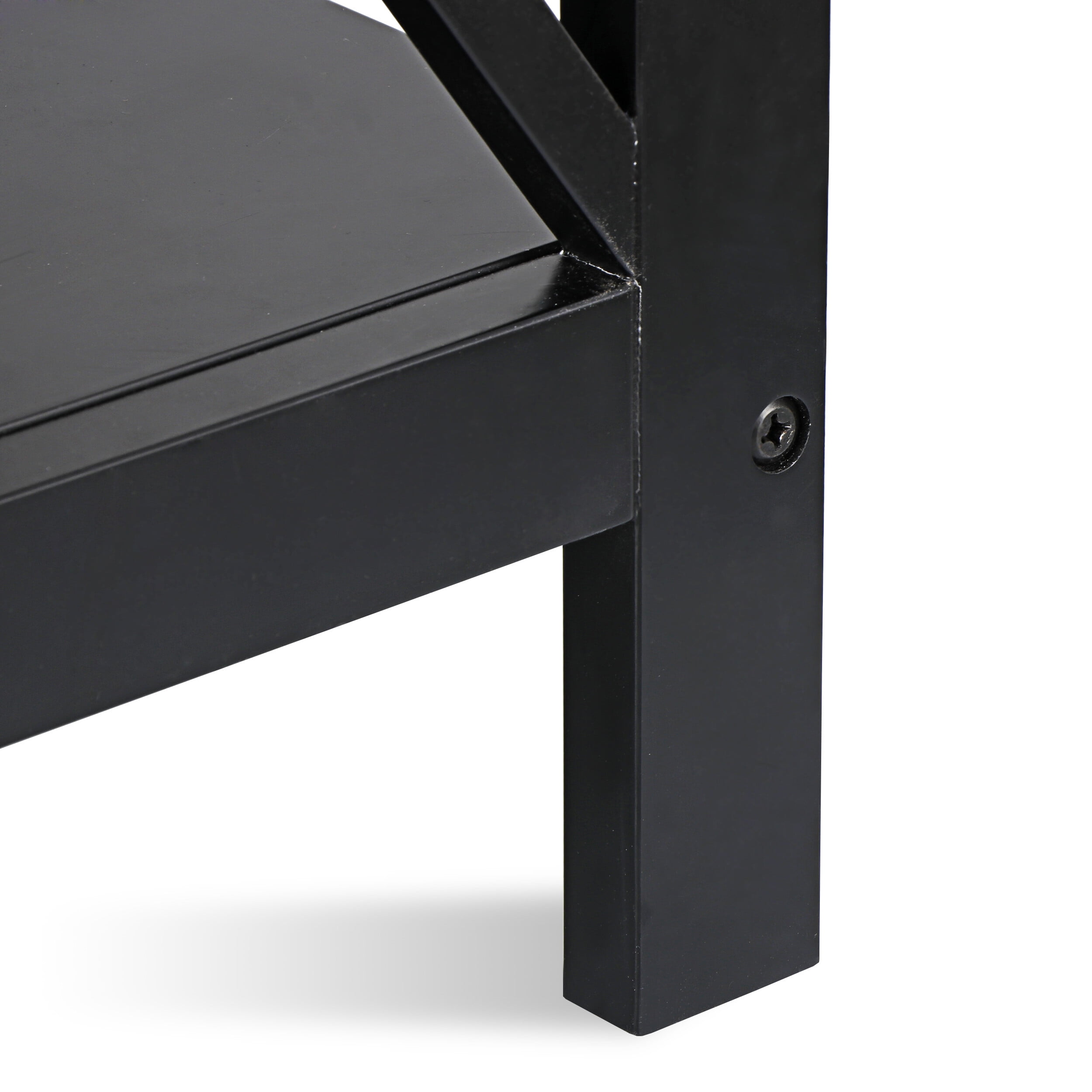 HomGarden 24" Square End Table, MDF Sofa Table 3-Tier Storage Shelf, Black