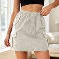thumbnail image 4 of XIAOCHA Multi-Pocket Cargo Skirt for Women Elastic Waist Summer Casual Mini Skort, 4 of 6