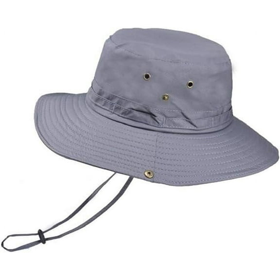 Sun Hats for Men, Sun-Proof Outdoor Fisherman's Hat, Big Brim Mountaineering Surfing Quick-Drying UPF 50  UV Protection Caps, Folding Packab, Gray