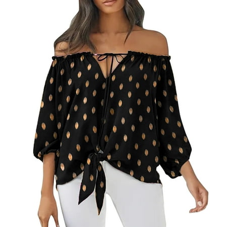 

ketyyh-chn99 Long Sleeve Shirts For Women Cotton Pajama Shirt Women Women Summer Off Shoulder Shirt Floral Print Casual Long Sleeve Off Womens plus Size Blouse