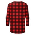 thumbnail image 5 of Qulqfy Womens Tops Trendy 3/4 Sleeve Plaid Spring Plus Size Shirts Gingham Crew Neck with Bow Fall Tops Womens Blouses L, 5 of 6