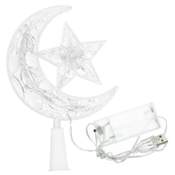 LOLIPPYY Style Christmas Tree Topper with LED Light, Plastic Star and Moon Decoration, 1 Piece
