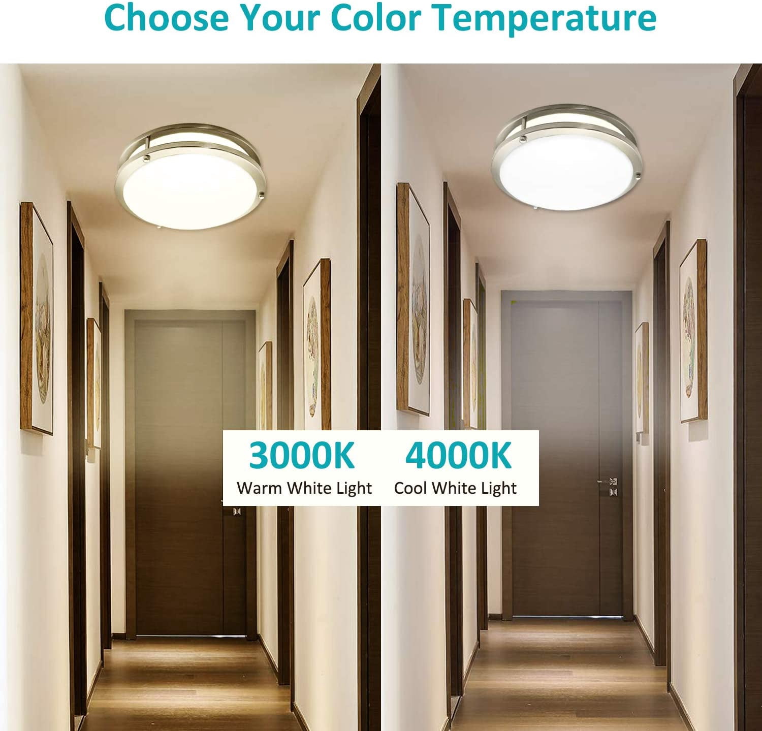 Facon 10-Inch LED Flush Mount Ceiling Light Fixture, Dimmable Ceiling Lamps for Hallway, Bathroom or Kitchen, Damp Location Ceiling Lamp, 4000K Cool White Light, cETL Listed