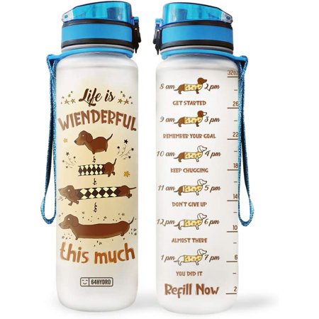 64HYDRO 32oz 1Liter Motivational Water Bottle with Time Marker ...
