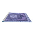 thumbnail image 2 of Ahgly Company Machine Washable Indoor Round Abstract Blue Modern Area Rugs, 4' Round, 2 of 4