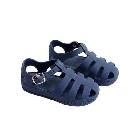 

Franhais Kids Girls Boys Casual Sandals Solid Color Hollow-Out Soft Sole Non-Slip Flat Shoes